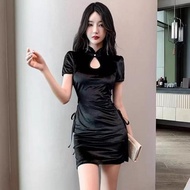 Sexy night club dress, modified cheong sam, night club office outfit, bodycon dress, technician unif