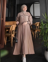 Maxy Dress Aleeana Dress Prisket dress Size L-XL bahan jersey prisket kombi knit mango kancing 2 ata