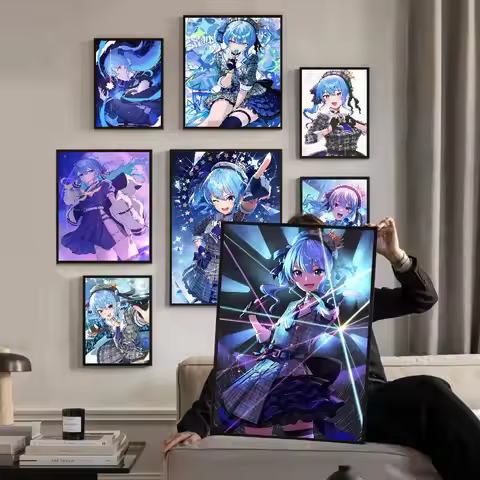 Virtual singers H-hoshimachi S-suisei Self-adhesive Art Poster Whitepaper Prints Posters Artwork Hom