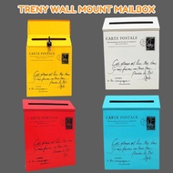 Vintage Iron Mailbox Lock Letter Box Retro Wall Mount Mailbox Mail Postal Letter Box Outdoor