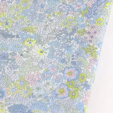 blue color margaret printed beauty flowers printed navy background London liberty tana lawn 100% pur