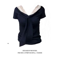 Taiwan Have Ready Stock Already Shipped [1 * 1 Randomly Cut 260g] Bow Tie Niche Slim Top