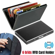 **包郵** 黑色金屬卡包  6卡位不銹鋼防消磁小巧卡盒 防盜刷銀行卡套 卡片夾 [平行進口]