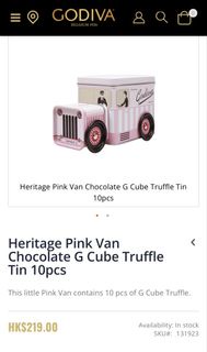 Godiva 松露巧克力粉紅小貨車鐵盒10顆裝 Heritage Pink Van Chocolate G Cube Truffle Tin 10pcs