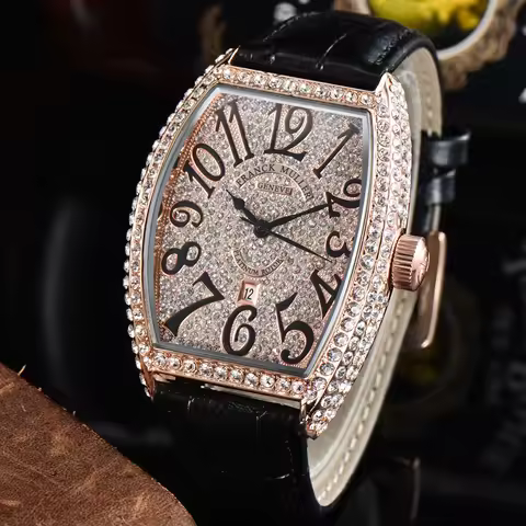 Top Quality FRANCK MULLER Brand Geneva Watches For Mens High Quality Full Diamond WristWatch Busines