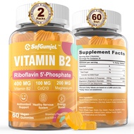 Vitamin B2 Gummies- Riboflavin 200mg 400mg with Magnesium & CoQ10, Energy, Skin & Nervous System Sup