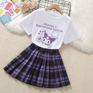 2PC Girls' Dress Terno Kuromi Jk Uniform 5-16yrs Sweet Academy Summer Girl Suit Pleated Skirt Cute