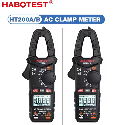 HABOTEST HT200A HT200B Clamp Meter Digital Multimeter, AC Current Ammeter Voltage Tester, 2000 Count