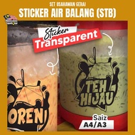 Stiker Air Balang Transparent - Air Gantung Kalis Air Custom - Simple, Stylo, dan Terlajak Murah unt