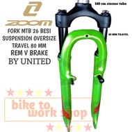 (onderdil sepeda) fork mtb 26 besi zoom suspension oversize travel 80