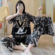 3in1 Korean Pajama Set Sleepwear For Women Terno Plus Size Nightwear Lounge Round Neck Homewear#19