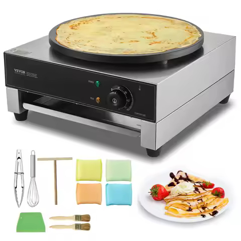 SucceBuy Electric Crepe Maker 16 Inch Commercial Crepe Machine Flat Plate Crepe Griddle Nonstick Cir