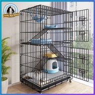 【Low Freight】Cat Cage 4 Layer Pet Cage Foldable Sturdy Pet Furniture Cat Cages with Wheels