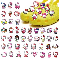 Hello Kitty Sanrio Cartoon Cat 1pcs DIY crocs shoe charms Accessories Buckle Clogs Sandals Pins Deco