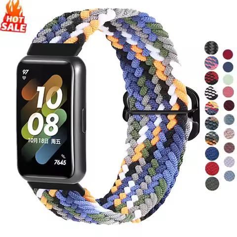 Strap For Huawei Band 7 Adjustable Elastic Nylon Braided Strap Men Women Replacement Bracelet Wristb