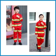 ➳ ❍ ➮ Fireman Costume for Kids Boys Firefighter Career Uniform Work Cosplay Role Play Girl Suit Clo
