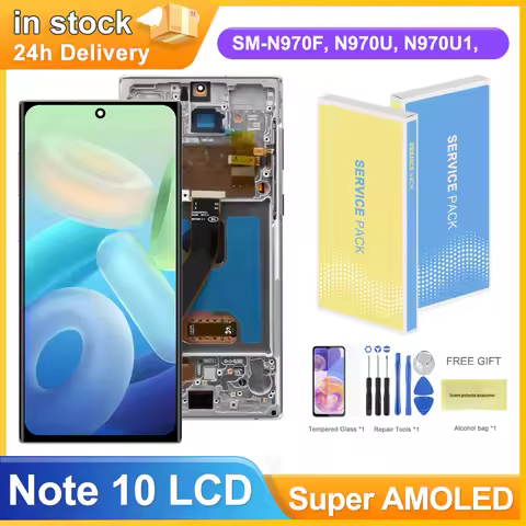 AMOLED Display For Samsung Galaxy Note 10 N970F N970 N9700 LCD With Frame Touch Screen Digitizer Ass