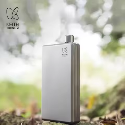 Keith Titanium Wine Bottle Hip Flask Outdoor Travel Camping Tableware Pocket Flask with Funnel - 6.8