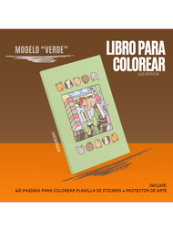 LIBRO PARA COLOREAR ANTIESTRÉS BOBBIE 60 PÁGINAS + PLANILLA DE STICKERS + PROTECTOR DE ARTE