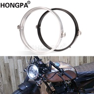 Black Chrome 5.75 In 7 In Aluminum Round Headlight Housing Headlamp Trim Ring Mount Bracket For Harl