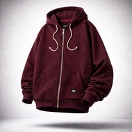 Nsa Ind Hoodie Zipper Bjorka MAROON Men Wanita