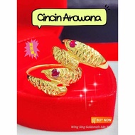 Wing Sing 916 Gold Arowana Fish Solid Ring Bajet / Cincin Ikan Emas Fesyen Padu Tulen 916