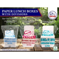 [ 25 Pcs Per Pack ] TRIGEM MEAL BOX Lunch Box 2 Division, 3 Division, 4 Division Laminated White