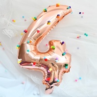 16inch Digit Balloon with Felt Ball 1Pc Rose-gold Silver Golden Foil Balloon 22th Birthday Baby Show