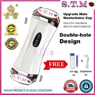 Double Head 2 IN 1 Vibration VAGINA ORAL MOUTH Male Masturbator Aircraft Cup Fake Pussy 飞机杯 Alat Pel