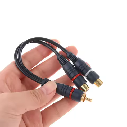 Distributor Converter Speaker Gold Cable Cord Line Cooper Wire 2 RCA Female To 1 RCA Male Splitter C