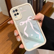 HP OPPO A54 Phone Case Beautiful Long Ribbon Case Phone Mirror Silicone Softcase anti-fouling Cesing