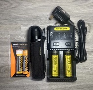 原廠 Nitecore MH12GTS 戰術電筒 + 18650 鋰電池 + 原廠充電器