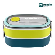 Namiko กล่องอาหารสเตนเลส พร้อมช้อนส้อม 1-2 ชั้น มี 2 ขนาด 750ml 1300ml