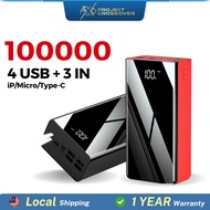 100000mAh Original Powerbank Big Capacity Tahan lama Powerbank 4 USB Output 3 input for Android IP P