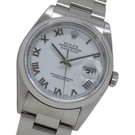 Rolex Datejust 16200 P 編號男士自動手錶,不鏽鋼,銀色,白色,羅馬錶盤,拋光