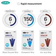 Cofoe 3 in 1 Blood Glucose Cholesterol Uric Acid Test Kit Strips with Free Lancets