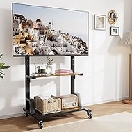 Mobile TV Stand, Mobile TV Cart for 32" to 75" With Wheels, Floor Rolling TV Stand with Storage Shel