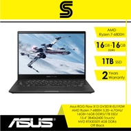 Asus ROG Flow X13 (2022) Gaming Laptop GV301R-ELI192W Off Black/AMD Ryzen 7-6800H 3.20~4.7GHz/16GB+16GB DDR5/1TB SSD/13.4" 3840x2400 Touch/NVD RTX3050Ti 4GB DDR6/Windows 11(XG mobile RX6850M)(GV301 Sleeve Bag + Flow Pen + Chakram Core Mouse)/2 Years Warra