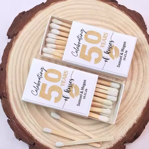 Personalized 50th Anniversary Matches, Bulk Wedding Party Favors, Custom Engagement Match Boxes, Ann