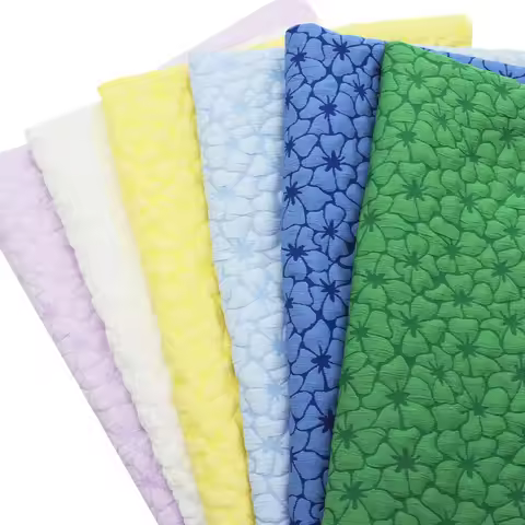 Pre-cut 1pc Vibrant Jacquard Woven Floral Fabric, 59x19.68inch (150x50cm), 3D Embossed Design, 100% 