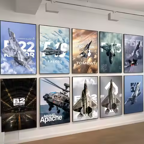 American Fighter A10 F22 F14 F15 F16 Apache Classic Movie Posters HD Quality Poster Wall Art Paintin