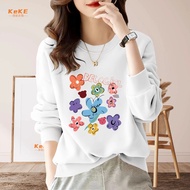 500g Bristles University t Dropped Shoulder Lining Cotton Korean Girls White Winter Sweatshirt D120A