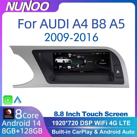 Android 14 8+64GB Car Screen Player For Audi A4 B8 A5 2008-2017 MMI GPS Navi Multimedia Stereo WIFI 