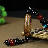 Vintage Gold Nine-Eyed Dzi Beads Genuine String Necklace Pendant Tibetan Dzi Beads Coffee Color