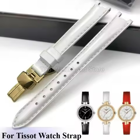 Original Genuine Cow Leather Watch Accessories for Tissot 1853 Flamingo T094210A Watchband 12mm Conc