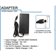 DVR Adapter 12V 5A DC jack 5.5mm *2.5mm Power Converter AC to DC adaptor for CCTV LED Board Modem Ca