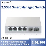2.5GbE Smart Managed Switch 4 Port RJ45 2500Mbps Web Managed Ethernet Network Switch 2 Port 10G SFP+