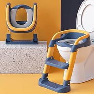 Foldable Toilet Training Potty Seat Chair, Potty Training Toilet Seat with Step Stool Ladder and Handles Safe Non-Slip Step PU Cushion (Yellow)