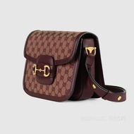 GUCCI/古驰Gucci 馬銜扣1955系列小號肩背包酒红色GG Horsebit 1955 Bag