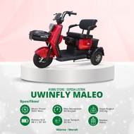 Uwinfly New Maleo Sepeda Motor Listrik 3 Roda Merah Garansi Limited